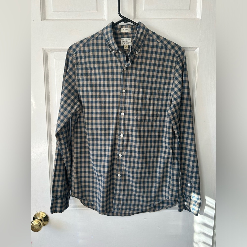 Classic Vintage J. Crew Men’s Button-Down Sz S | Blue and Beige | Secret Wash